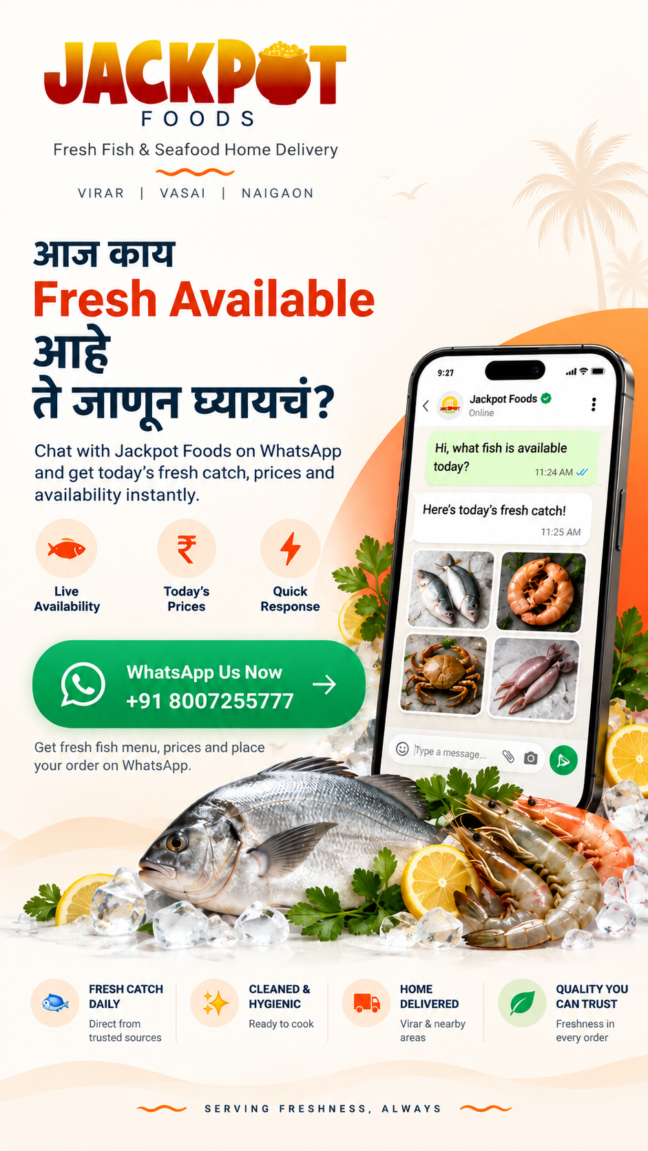 Jackpot Foods fresh catch WhatsApp ordering