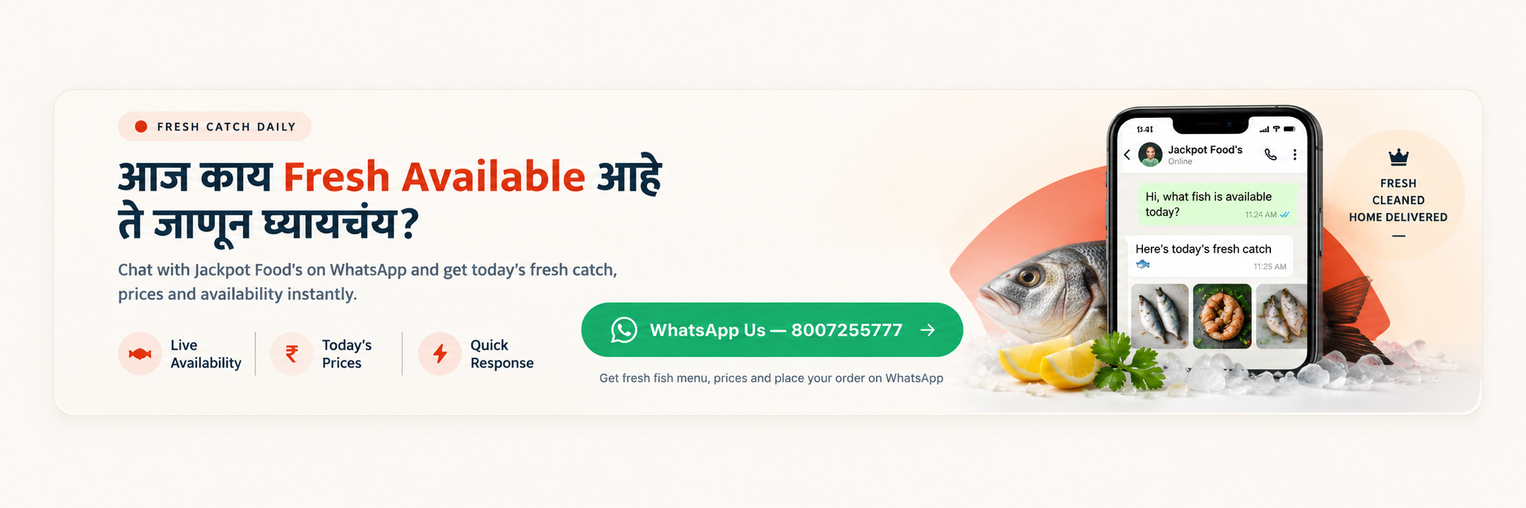 Jackpot Foods fresh catch WhatsApp ordering